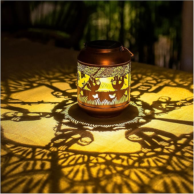 Sloth Solar Lanterns Outdoor Waterproof,Hanging Solar Lights Sloth Gifts for Women Men Metal LED Decorative Light for Yard,Patio,Lawn,Tabletop,Pathway,Landscape,Garden Decor