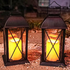 Solar Hanging Lanterns 2-Pack, Backyard Hanging LED Decor