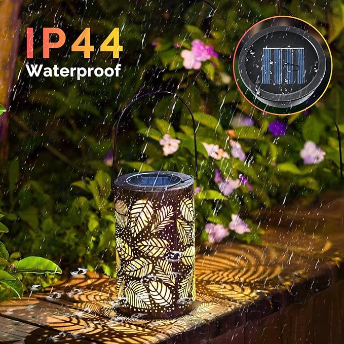 4-Pack Classic Courtyard Solar Lanterns for Backyard, Waterproof LED