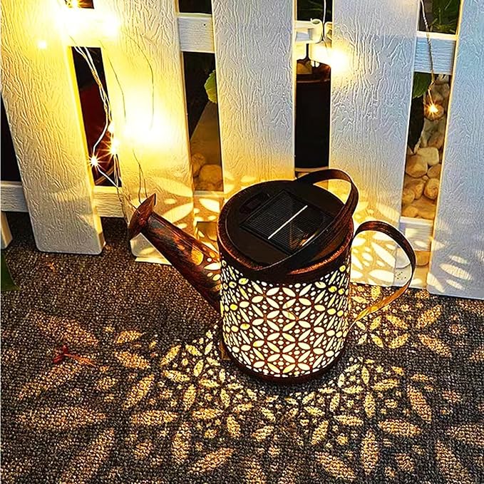 Solar Watering Can with Lights - Outdoor Garden Decor, Waterproof Hanging Lantern Landscape Lights for Yard, Patio, Pathway