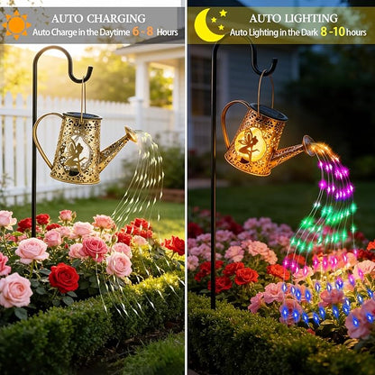 Solar Watering Can Lights, Fairy Gifts for Women Mom Grandma Birthday, Waterproof Outdoor Multicolor Garden Decor Large Hanging Solar Lantern Fairy Lights for Patio Porch Yard Flowerbed Pathway
