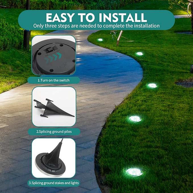 Solar Outdoor Lights - 12 Pack, Waterproof Solar Garden Lights for Landscape, Patio, Pathway, Lawn, Yard, Deck, Driveway, Walkway