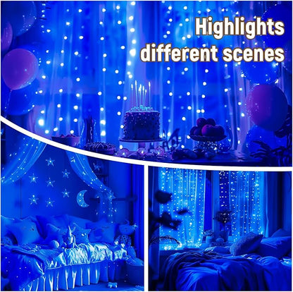 8ft Blue Outdoor Edison String Lights, Weatherproof