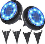 2-Pack Blue In-Ground Solar Lights, Flat LED Garden