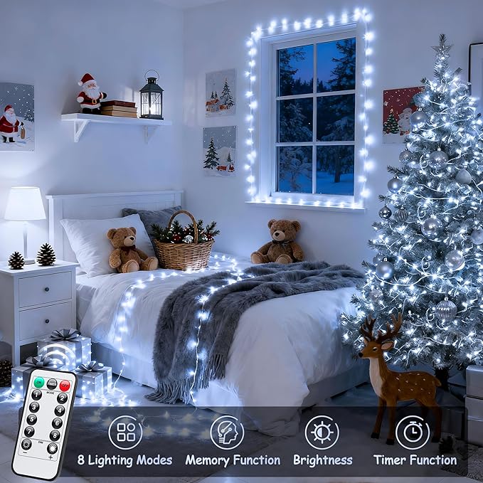 Christmas Fairy Lights, 33ft 100 LED Battery Twinkle Lights