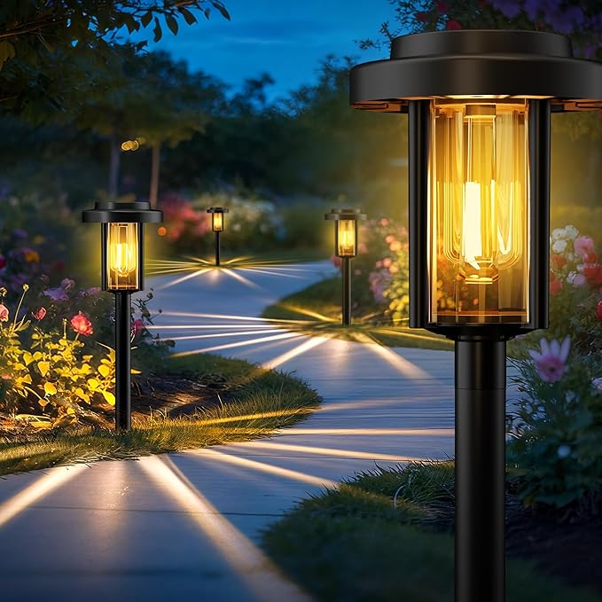 Solar Pathway Lights, 8 Pack Solar Light Outdoor IP65 Waterproof, Garden Lights Solar Powered, Outside Decor Landscape Lighting for Yard, Path, Driveway, Walkway (Warm White)