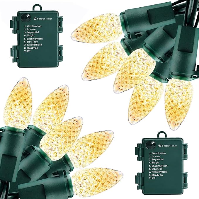 2-Pack 50 LED Christmas Twinkle Lights, 18ft Waterproof for Patio