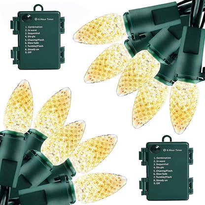 2-Pack 50 LED Christmas Twinkle Lights, 18ft Waterproof for Patio