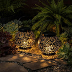 2-Pack Hanging Solar Outdoor Lanterns, Metal Waterproof LED