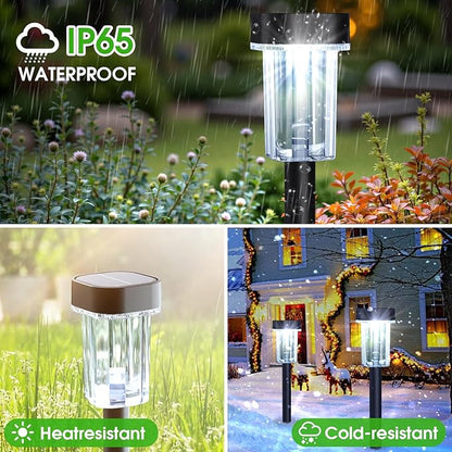 Outdoor Solar Lights for Yard 8 Pack, Solar Pathway Lights Waterproof 6000K Cold White LED Landscape Lighting for Garden Outside Landscape Lawn Driveway Walkway Path Patio
