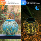Courtyard Solar Hanging Lanterns 4-Pack, Metal Porch Decor