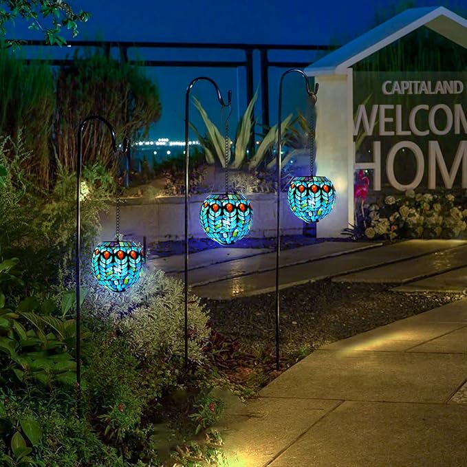 Mosaic Solar Garden Lanterns, Classic Waterproof LED