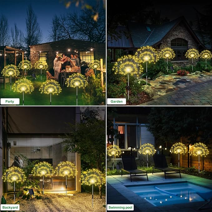 Solar Yard Path Lights 4-Pack, Waterproof