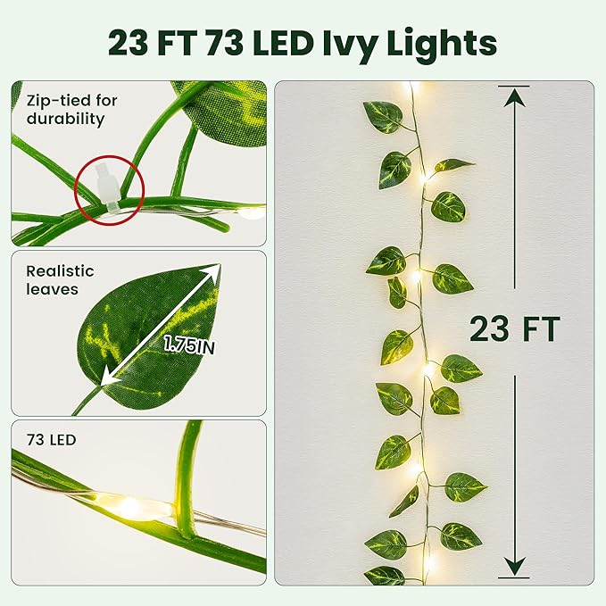 23ft Warm White String Lights for Patio, Waterproof LED