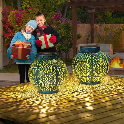 TAKE ME 2 Packs Solar Lanterns Outdoor Lights Waterproof Garden Lanterns for Patio,Outside Mothers Day Gifts Mom Wife Grandma Birthday Gifts [Set of 2]