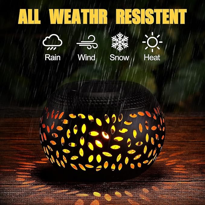 Solar Table Lanterns Outdoor Waterproof - 2 Pack LED Lamp Black Metal Tabletop Light Solar Powered Decorative Lantern for Indoor Desk Bedroom Patio Garden Pathway Yard(2 Pack)