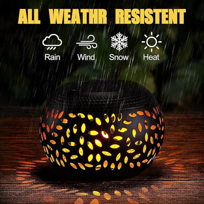 Solar Table Lanterns Outdoor Waterproof - 2 Pack LED Lamp Black Metal Tabletop Light Solar Powered Decorative Lantern for Indoor Desk Bedroom Patio Garden Pathway Yard(2 Pack)
