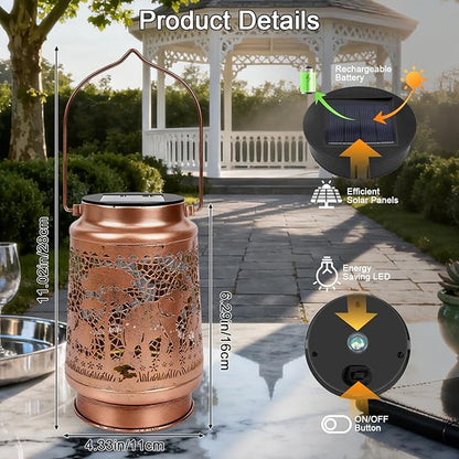 Elephant Solar Lanterns Outdoor Waterproof - Wxiben Elephant Decor for Garden Yard Patio Lawn, Hanging Solar Lights for Outside, Birthday Christmas Mother's Father's Day Gifts for Mum Dad Grandpa