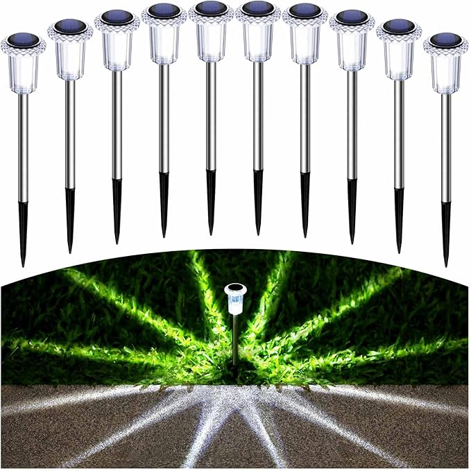 Cold White Solar Pathway Lights 15-Pack, Walkway LED