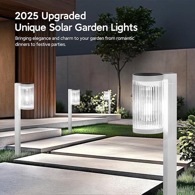 6-Pack Cool White Solar Path Lights, Outdoor Walkway LED