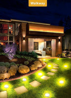Solar Flat Disk Lights 12-Pack, Waterproof Walkway