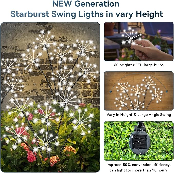 2-Pack Solar Landscape Lights for Driveway