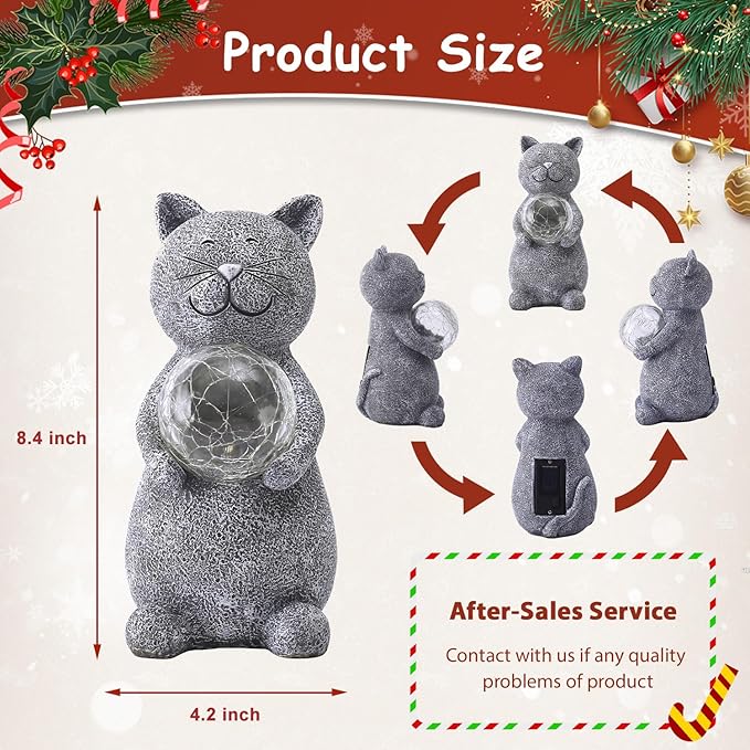 Solar Cat Statue Light, Yard Decor
