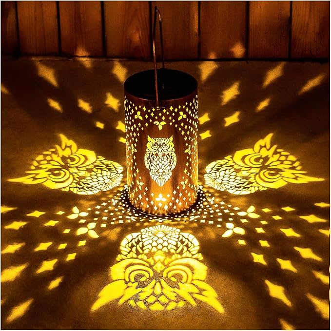 Owl Solar Lanterns Outdoor Waterproof Hanging Solar Lights Owl Gifts for Women Men Metal Decorative LED Owl Lanterns for Garden Decor,Yard,Patio,Lawn,Tabletop,Pathway,Landscape