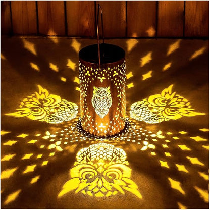 Owl Solar Lanterns Outdoor Waterproof Hanging Solar Lights Owl Gifts for Women Men Metal Decorative LED Owl Lanterns for Garden Decor,Yard,Patio,Lawn,Tabletop,Pathway,Landscape