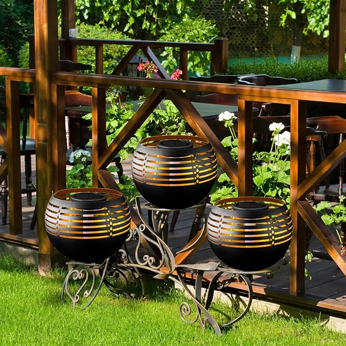 Solar Flickering Flame Lantern – Waterproof Metal Table Lamp, Durable & Stylish, Perfect for Balcony, Patio, Garden Pathway, and Outdoor Décor