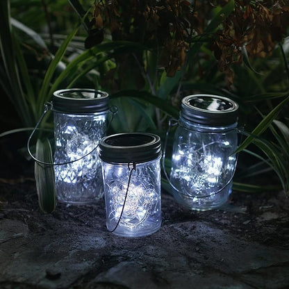Decorman Solar Mason Jar Lid Lights, 6 Pack 10 LED Waterproof String Fairy Star Firefly Jar Lids Lights for Patio Garden Yard Lawn Party Wedding Christmas Decoration(Jars & Hangers Not Included)