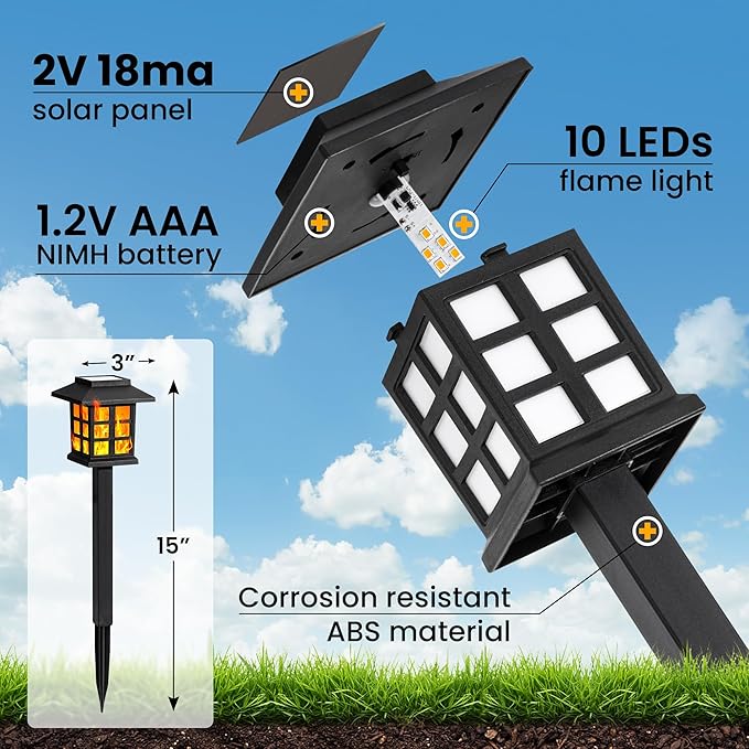 16-Pack Solar Pathway Lights, Waterproof LED Yard Lights