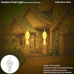 White Lamp Post Light with Planter, Solar Outdoor