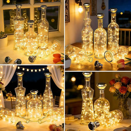 ANGMLN Solar Diamond Shaped Wine Bottle Cork Lights 10 Pack Solar String Fairy Lights Outdoor Waterproof for Wedding Holiday Garden Patio Pathway Bar Concert Indoor Outdoor Decorative (Warm White)