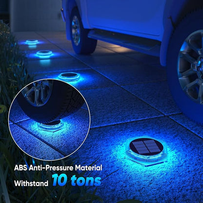 YiLaie Blue Solar Deck Lights for Outside 6 Pack, Dock Lights Solar Powered Waterproof Driveway Warning for Driveway Pathway Boat Dock Post Yard.
