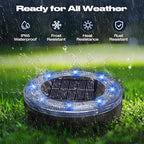 Solar Flat Disk Lights 12-Pack, Waterproof Landscape