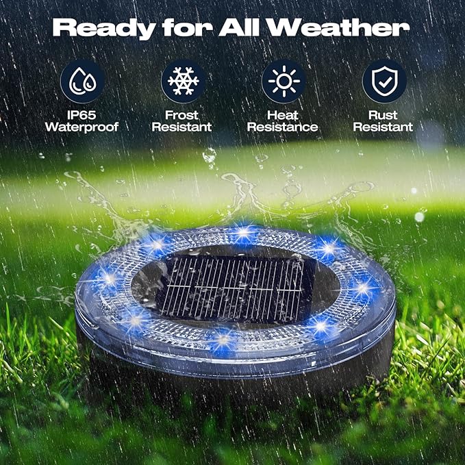 Mini Solar Ground Lights, 12 Pack Solar Lights Outdoor Waterproof, Upgraded LED Flat Landscape Lighting for Outside Pathway Garden Patio Yard Driveway,Multi-Colored