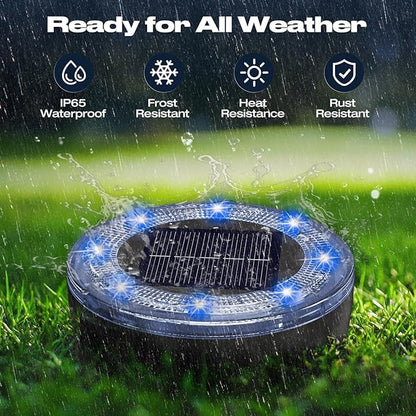 Mini Solar Ground Lights, 12 Pack Solar Lights Outdoor Waterproof, Upgraded LED Flat Landscape Lighting for Outside Pathway Garden Patio Yard Driveway,Multi-Colored