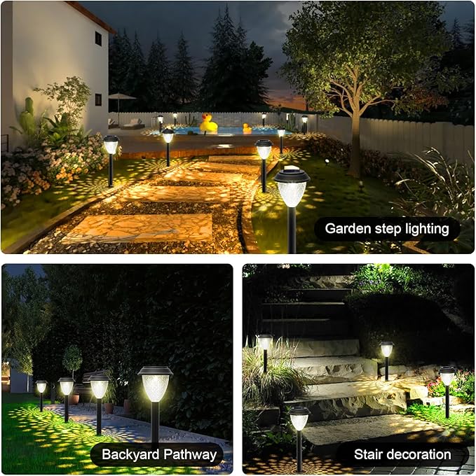 16-Pack Solar Path Lights, Outdoor Yard LED