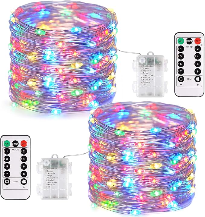 2-Pack Christmas String Lights, 132ft 400 LED Waterproof Twinkle Lights