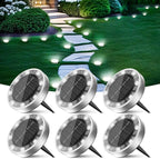 6-Pack Cool White In-Ground Solar Lights, Flat LED Driveway
