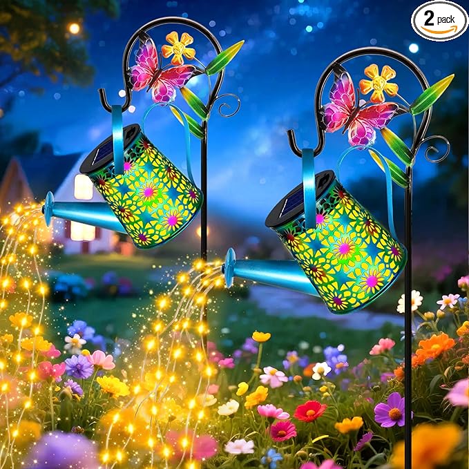 2-Pack Hanging Solar Yard Lanterns, Classic Waterproof LED