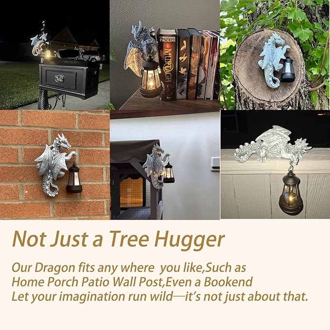 Dragon Tree Hugger Garden Decor - 9.3 Inch Garden Statues Lawn Ornaments for Outside Balcony Yard Art Outdoor,Garden Gifts for Women,Mom,Grandma