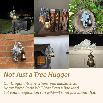 Dragon Tree Hugger Garden Decor - 9.3 Inch Garden Statues Lawn Ornaments for Outside Balcony Yard Art Outdoor,Garden Gifts for Women,Mom,Grandma