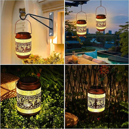 Hummingbird Solar Lanterns Outdoor Waterproof with Shepherd Hook, Garden Decor Solar Birthday Gifts for Women Mom Grandma, Hummingbird Metal Hanging Lantern for Yard, Patio, Lawn, Pathway