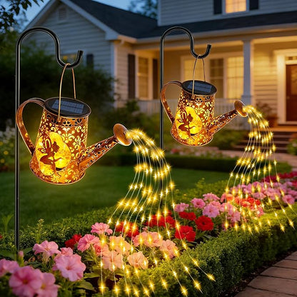 2 Pack Solar Watering Can Lights, Unique Fairy Gifts for Women Mom Grandma Birthday, Waterproof Outdoor Garden Decor Large Hanging Solar Lantern Fairy Lights for Patio Porch Yard Flowerbed Pathway