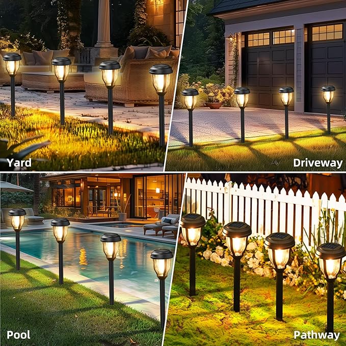 6-Pack Solar Pathway Lights, Waterproof LED Driveway Lights