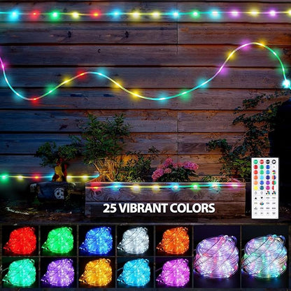 100FT 300LED Rope Lights Outdoor String Lights Plug in, Warm White & Color Changing Christmas Lights Outdoor,Waterproof Fairy Lights with Remote for Balcony(Not Connectable)