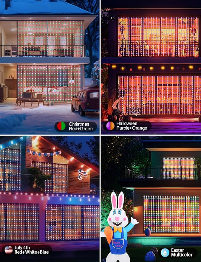 20ft RGB String Lights for Porch, Waterproof LED