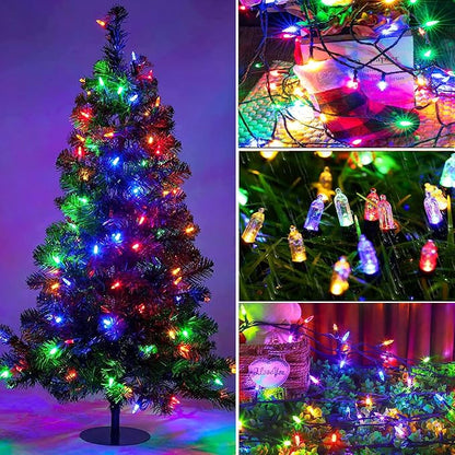 Tcamp Battery Operated Christmas Lights Outdoor Indoor, 33ft 100LED Christmas Tree Lights with Remote Timer, 8 Modes Waterproof Fairy String Lights for Christmas Tree Wreath Party Decor (Colored)